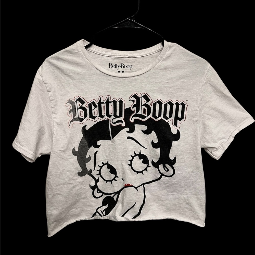 Betty Boop Graphic‎ Cropped Tee Black White Y2K Baby Tee Medium